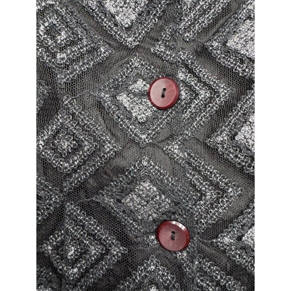 Jeff Gallano Black Gray Skirt Suit Geometric Jacket Skirt France T2 Medium MINT - Picture 5 of 16